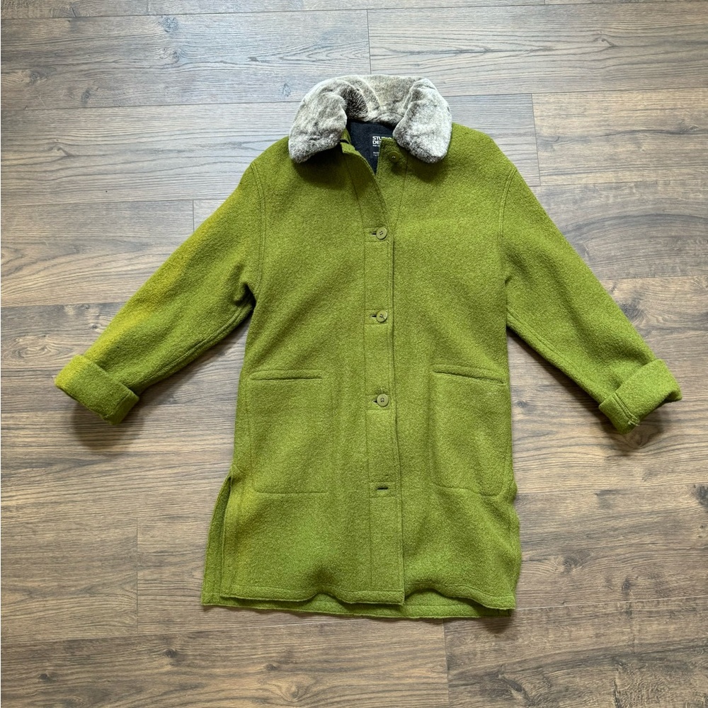 studio design | pure wool vintage lime green peacoat